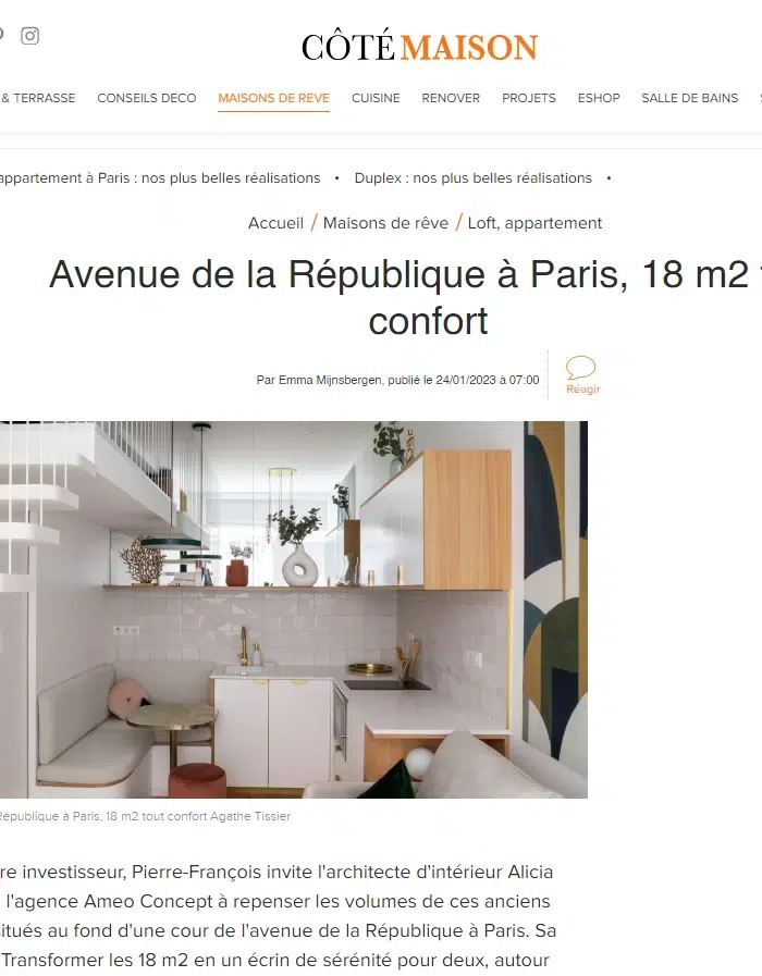 Côté Maison – Avenue de la République à Paris, 18 m2 tout confort