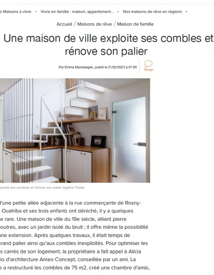 Côté Maison – Une maison de ville exploite ses combles et rénove son palier